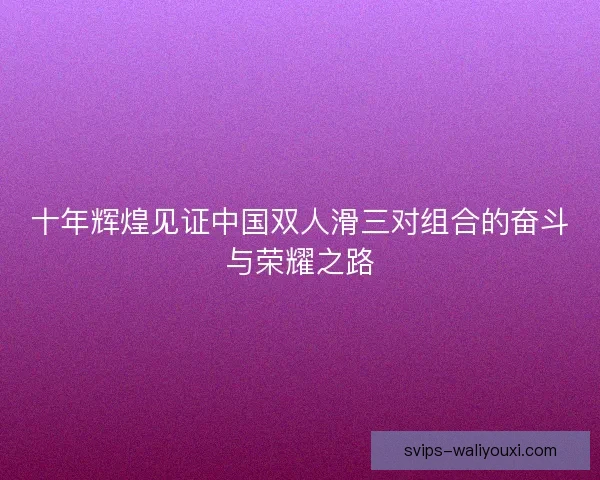 十年辉煌见证中国双人滑三对组合的奋斗与荣耀之路